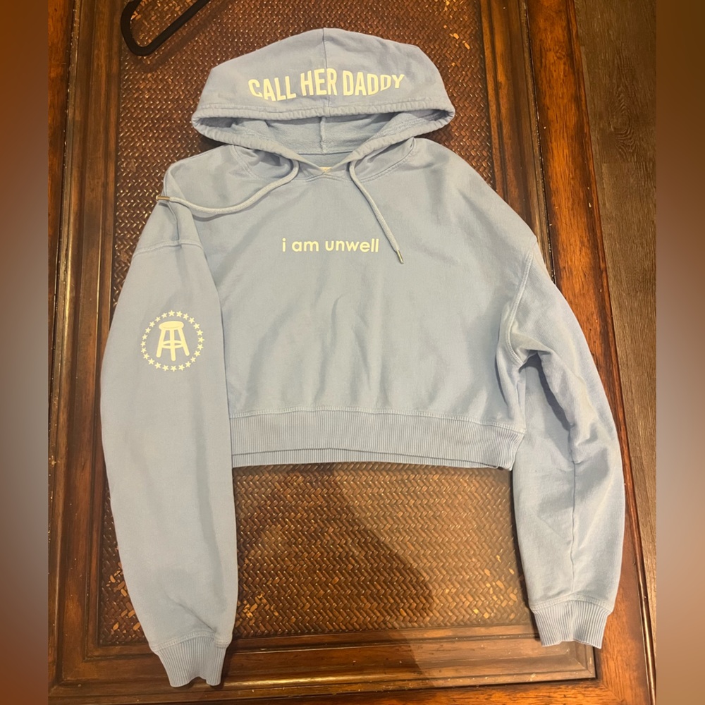 Blue Call Her Daddy Cropped Hoodie